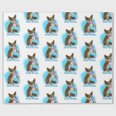 Papier Cadeau Le corgi poursuit avec la brosse à dents (Plat)