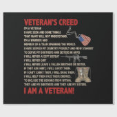 Papier Cadeau Le credo de l'ancien combattant Je suis un vétéran (Plat)