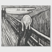 Papier Cadeau Le cri d'Edvard Munch noir et blanc (Plat)