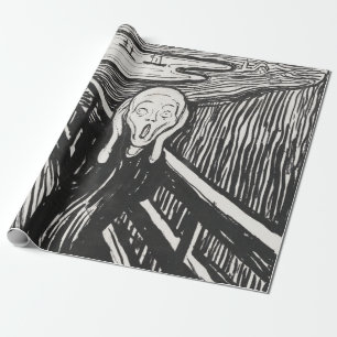 Papier Cadeau Le cri d'Edvard Munch noir et blanc