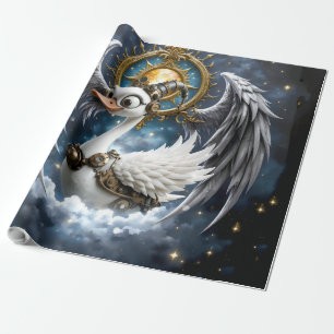 Papier Cadeau Le Cygne Curieux à Ressort.