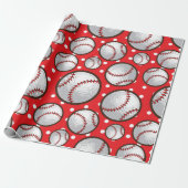 Papier Cadeau Le design rouge et blanc de Baseballs (Déroulé)