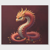 Papier Cadeau Le dragon serpent doré. (Plat)