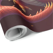 Papier Cadeau Le dragon serpent doré. (Coin rond)