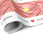 Papier Cadeau Le drapeau du coeur traditionnel du Vietnam (Coin rond)