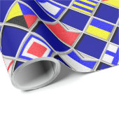 Papier Cadeau le drapeau nautique Checkered de l'effet 3D couvre (Coin rond)