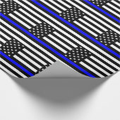 Papier Cadeau Le drapeau noir et blanc mince de Blue Line USA (Coin)
