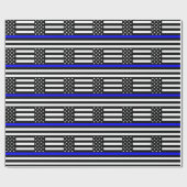 Papier Cadeau Le drapeau noir et blanc mince de Blue Line USA (Plat)