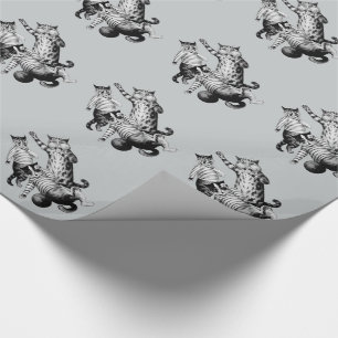 Papier Cadeau Le football drôle vintage jouant des chats