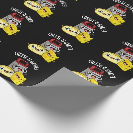 Papier Cadeau Le fromage est Grate Funky Food Pun Dark BG (Coin)
