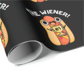 Papier Cadeau Le gagnant Wiener Funny Hot Dog Pun Dark BG (Coin rond)