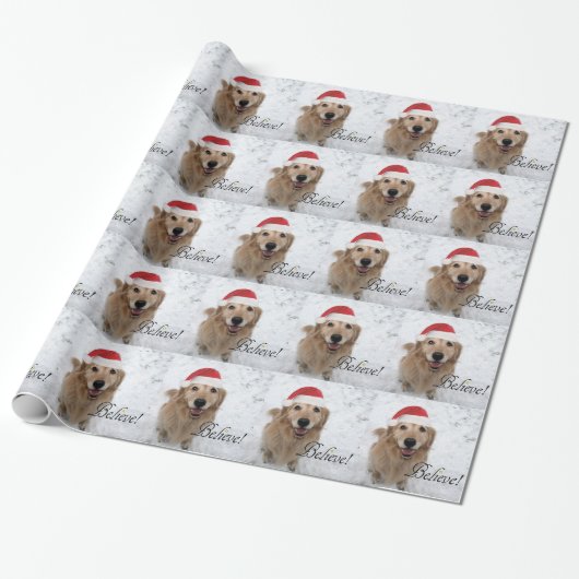 Papier Cadeau Le golden retriever croient Noël (Déroulé)