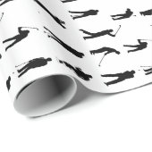 Papier Cadeau Le golf noir et blanc pose golfeurs hommes golfeur (Coin rond)