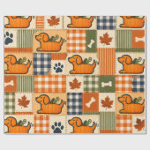 Papier Cadeau Le Goodog™ Patchwork de Citrouille Chien (Plat)