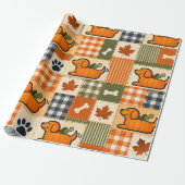 Papier Cadeau Le Goodog™ Patchwork de Citrouille Chien (Déroulé)