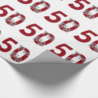 Papier Cadeau Le grand "50", anniversaire, rouge, texte blanc