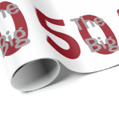 Papier Cadeau Le grand "50", anniversaire, rouge, texte blanc (Coin rond)