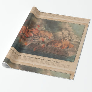 Papier Cadeau Le Grand Combat À Charleston 1863 Guerre Civile