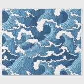 Papier Cadeau Le Grand Motif Bleu Vague (Plat)