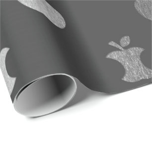 Papier Cadeau Le gris argenté Apple métallique monochromatique