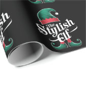 Papier Cadeau Le groupe Elf élégant qui correspond à Noël famili (Coin rond)