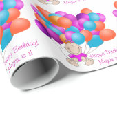 Papier Cadeau Le joyeux anniversaire monte en ballon le bébé (Coin rond)