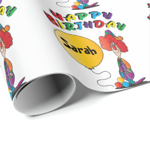 Papier Cadeau Le joyeux anniversaire personnalisent le clown