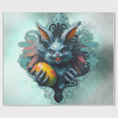 Papier Cadeau Le lapin éffrayant de Pâques, (Plat)