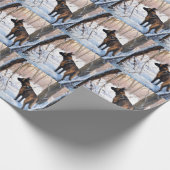 Papier Cadeau Le Malinois Belge Laisser Neige Noël (Coin)