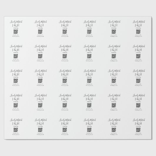 Papier Cadeau Le mariage d'ajouter le nom de couple QR code scan (Plat)