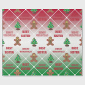 Papier Cadeau Le meilleur motif de Noël de soeur (Plat)