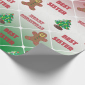 Papier Cadeau Le meilleur motif de Noël de soeur (Coin)