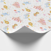 Papier Cadeau Le mignon Cirque avec tentes et animaux en blanc (Coin)