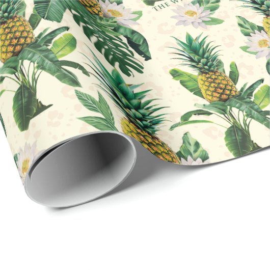 Papier Cadeau Le Motif blanc Lotus Pineapple Paradise (Coin rond)