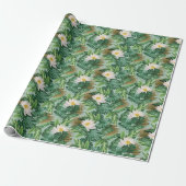 Papier Cadeau Le Motif blanc Lotus Tropical Canopy (Déroulé)