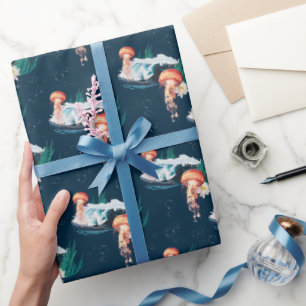 Papier Cadeau Le Motif de la méduse blanche Lotus Ocean