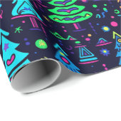 Papier Cadeau Le Motif de Neon Christmas Tree (Coin rond)
