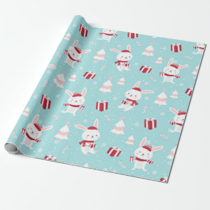 Papier Cadeau Le Motif de Noël de la belle White Bunny