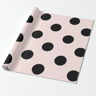 Papier Cadeau Le motif de pois noir chic et rougissent mariage