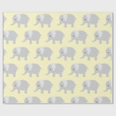 Papier Cadeau Le motif gris mignon d'éléphants badine le jaune (Plat)
