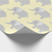 Papier Cadeau Le motif gris mignon d'éléphants badine le jaune (Coin)