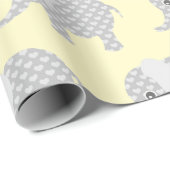 Papier Cadeau Le motif gris mignon d'éléphants badine le jaune (Coin rond)