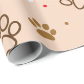 Papier Cadeau Le motif mignon de chien avec des pattes désosse (Coin rond)