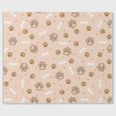 Papier Cadeau Le motif mignon de chien avec des pattes désosse (Plat)