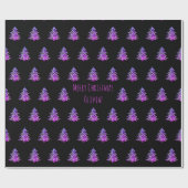 Papier Cadeau Le motif pourpre rose noir d'arbre de Noël (Plat)
