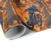 Papier Cadeau Le motocross sur un volcan (Coin rond)