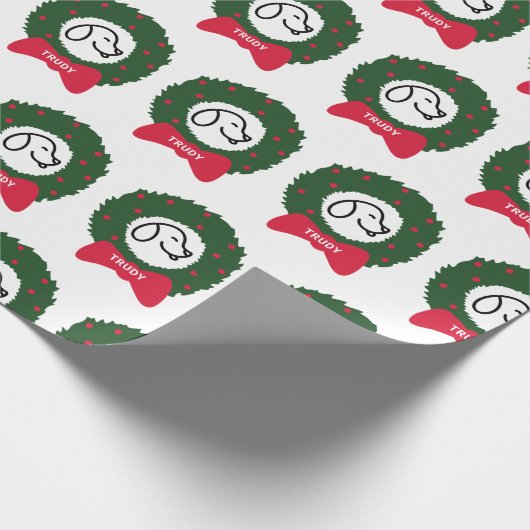 Papier Cadeau Le nom du chiot de guirlande de Noël du chien (Coin)