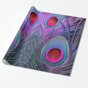 Papier Cadeau Le paon Fuchsia-Pourpre fleuri fait varier le pas