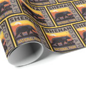 Papier Cadeau Le Parc national de Shenandoah | Mama Bear & Cubs (Coin rond)