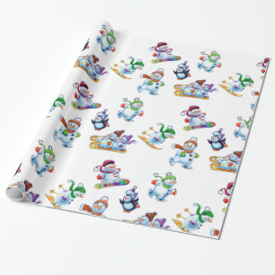 Papier Cadeau Le pays des merveilles Snowfolk. d'hiver